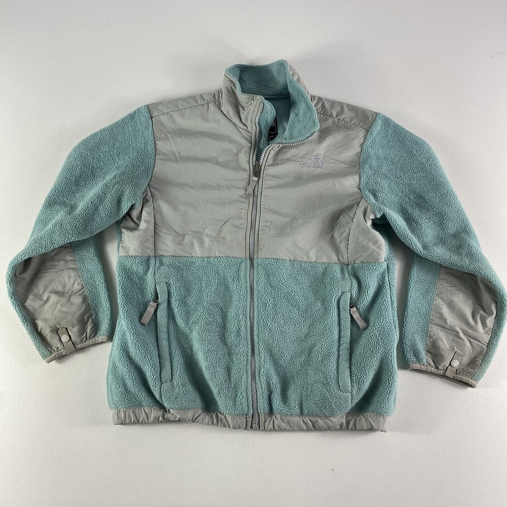 The North Face Denali Jacket Girls Large Blue Full Zip Pockets Fleece Youth